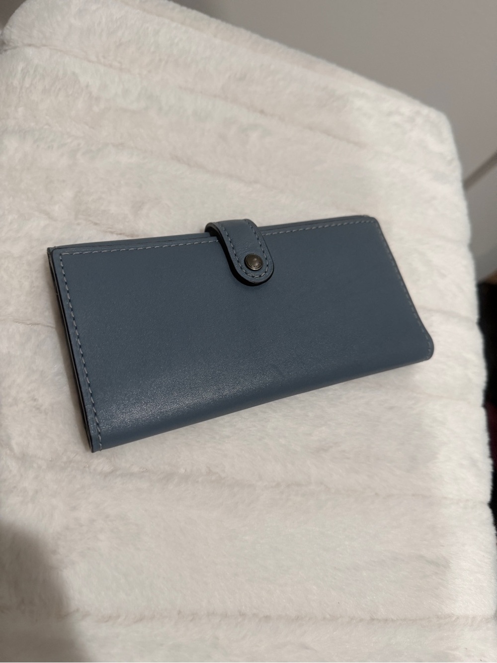 Coach Leather Snap Card Holder Wallet - Slate Blue